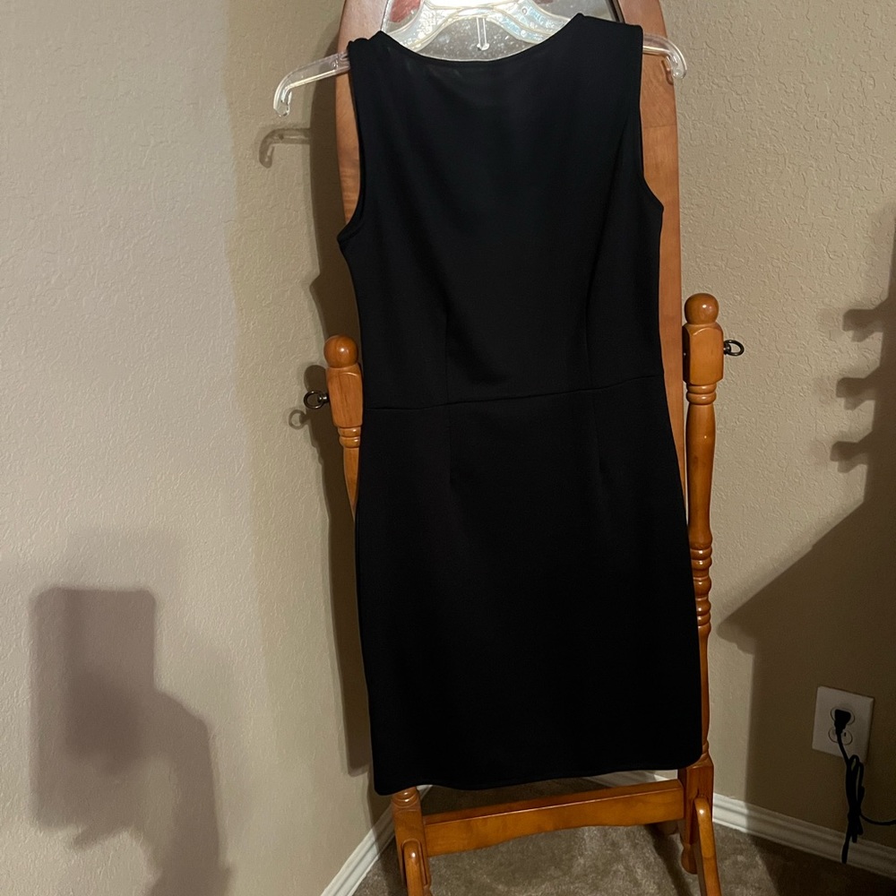 Black knit & Faux leather Fitted Dress, Large